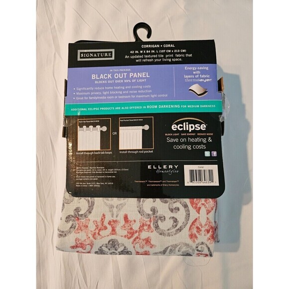 New! Eclipse Ames Thermalayer Blackout Window Curtain Panel 42”x 84” - Picture 2 of 2